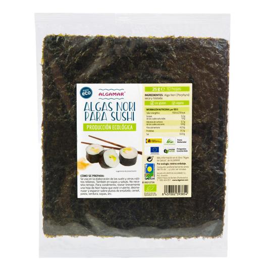 Alga Nori para Sushi 10 Hojas Algamar Bio 25g
