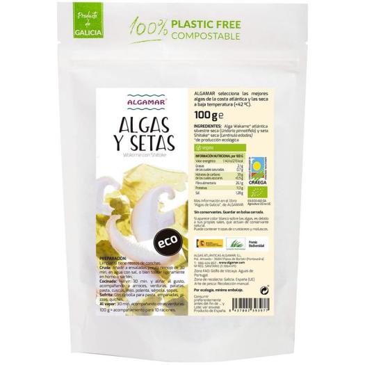 Algas y Setas Wakame con Shiitake deshidratado Algamar Bio 100 g