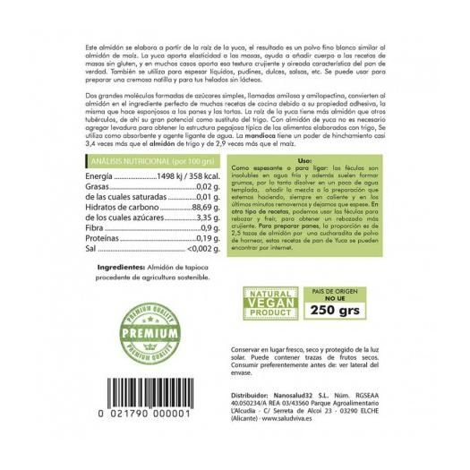 Almidón de Tapioca Bio 250g