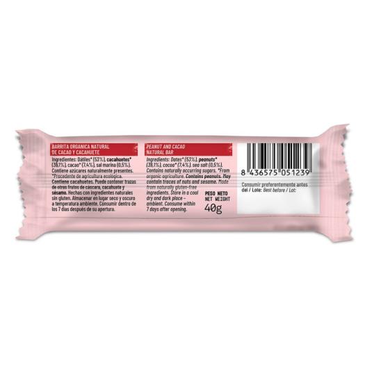 Barrita Raw de Cacao y Cacahuete Natruly Bio 40g