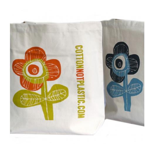 Bolsa de Algodón Flores 42x11x39cm