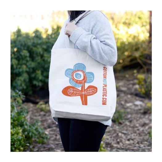 Bolsa de Algodón Flores 42x11x39cm