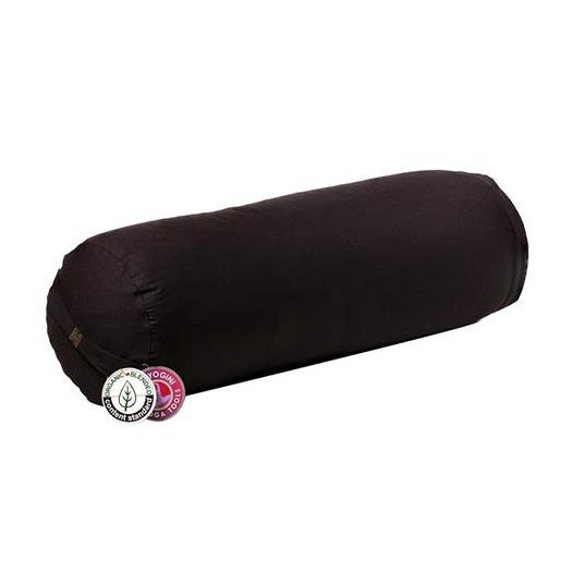 Bolster Yoga Cilíndrico Negro Algodón Orgánico 60x20cm