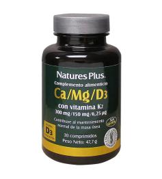 Ca Mg D3 con Vitamina K2 Natures Plus 30 Comprimidos
