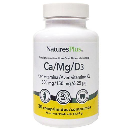 Ca Mg D3 con Vitamina K2 Natures Plus 30 Comprimidos