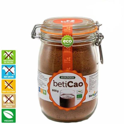 Cacao Soluble con Azúcar Integral de Caña en Bote de Cristal Beticao Bio 700g