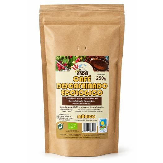 Café Descafeinado de Tueste Natural Molido El Oro de los Andes Bio 250g