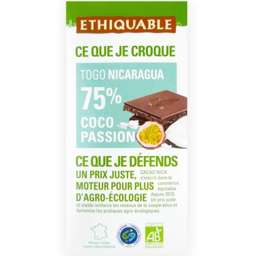 Chocolate 75% Coco Maracuyá Ethiquable Bio 100 g