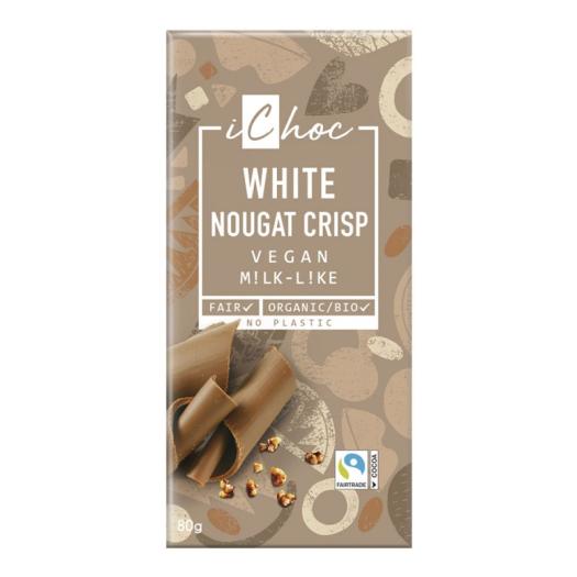 Chocolate Blanco Vegano con Praliné y Crocante de Avellanas Bio iChoc 80g