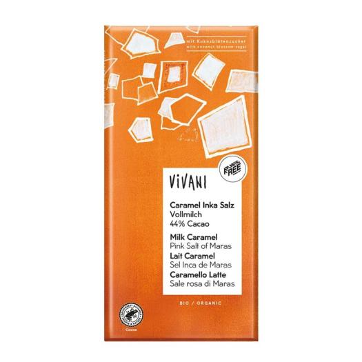 Chocolate con Leche 44% con Caramelo y Sal Rosa de Maras Bio Vivani 80g