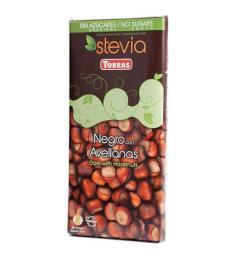Chocolate con Stevia Negro con Avellanas Sin Gluten Convencional 125g