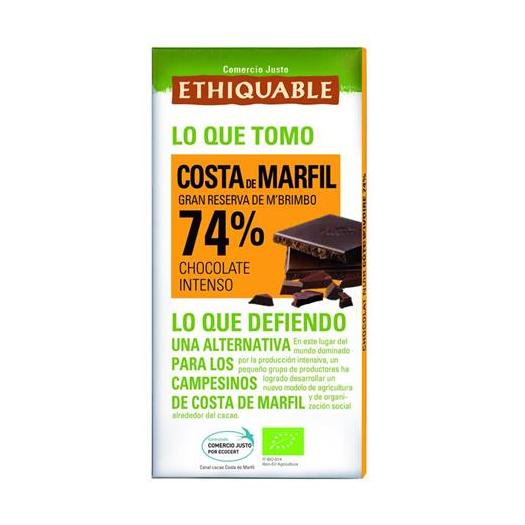 Chocolate Negro 74% Costa de Marfil Ethiquable Bio 100g