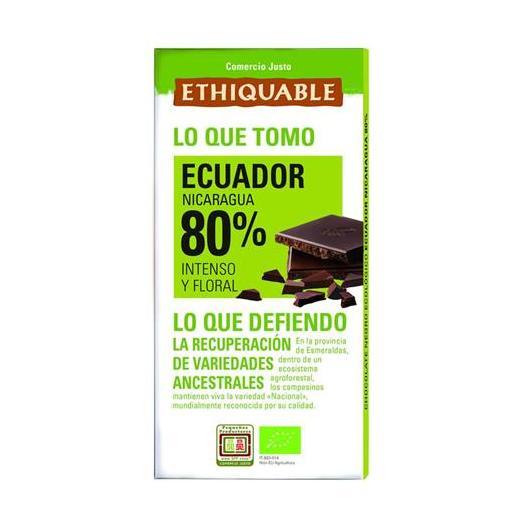 Chocolate Negro 80% Ecuador Ethiquable Bio 100g