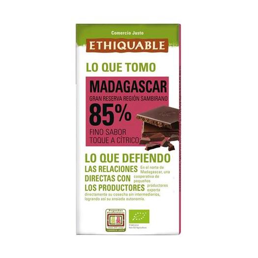 Chocolate Negro 85% Madagascar Ethiquable Bio 100g