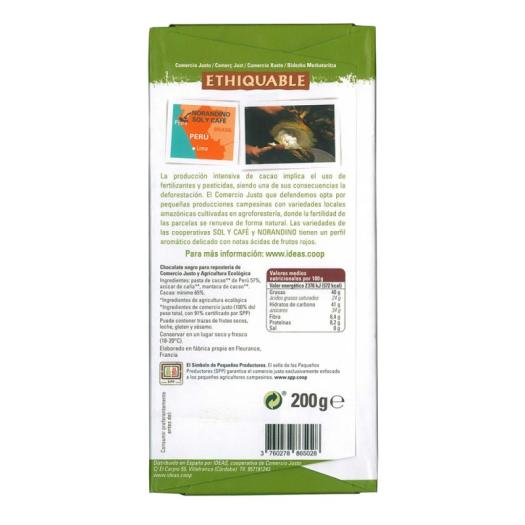 Chocolate Negro Fundir para Postres 65% Ethiquable Bio 100g