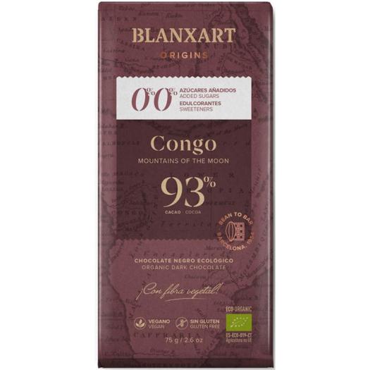 Chocolate Negro sin Azúcares Congo 93% Blanxart Bio 75g