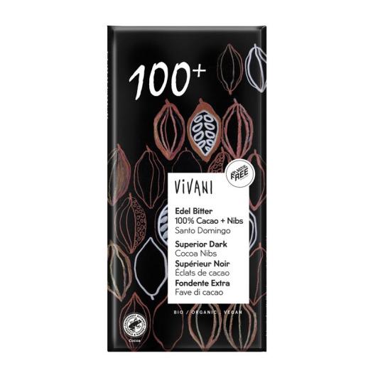 Chocolate Negro Superior 100% con Nibs de Cacao Bio Vivani 80g