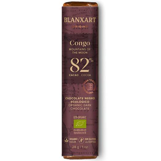 Chocolatina de Chocolate Negro Congo 82% Blanxart Bio 28g