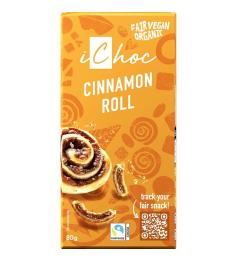 Cinnamon Roll Chocolate Vegano con Canela y Trozos de Barquillo iChoc Bio 80 g