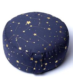 Cojín de Meditación Cielo Estrellado Azul Marino Algodón Orgánico 33x13cm