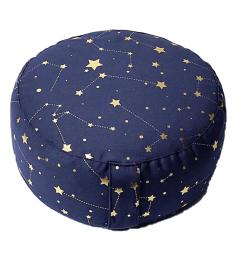 Cojín de Meditación Cielo Estrellado Azul Marino Algodón Orgánico 33x13cm