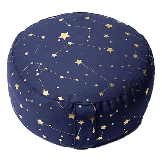 Cojín de Meditación Cielo Estrellado Azul Marino Algodón Orgánico 33x13cm