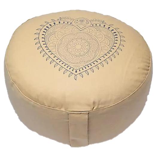 Cojín de Meditación Corazón Beige Algodón Orgánico 33x13cm