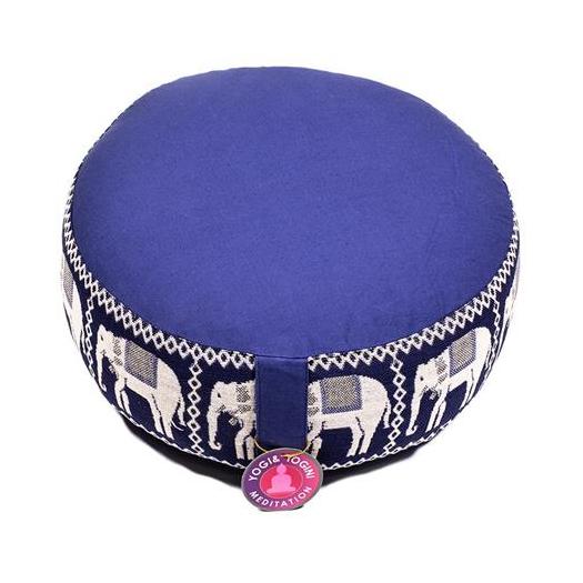 Cojín Zafu de Meditación Elefantes Algodón Orgánico 33x17cm