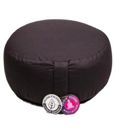 Cojín Zafu de Meditación Negro de Algodon Orgánico 33x17cm