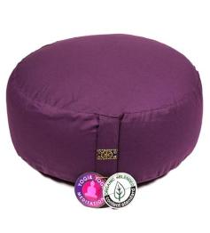 Cojín Zafu de Meditación Púrpura Oscuro de Algodon Orgánico 33x17cm