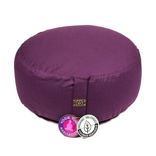 Cojín Zafu de Meditación Púrpura Oscuro de Algodon Orgánico 33x17cm