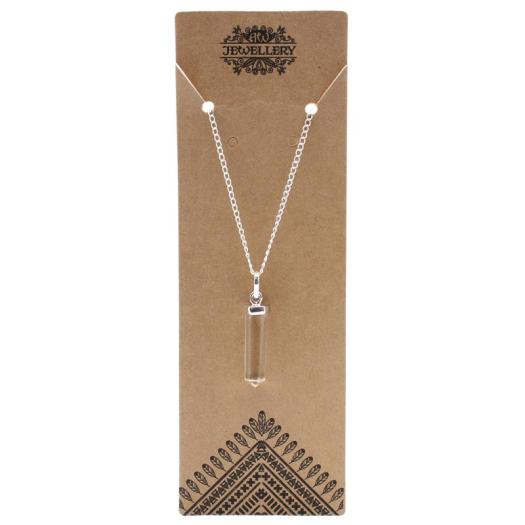 Colgante de Cuarzo de Roca con Cadena Corte Clásico