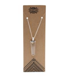 Colgante de Cuarzo de Roca con Cadena Corte Lápiz Plano