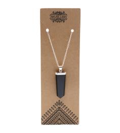 Colgante de Ágata Negra con Cadena Corte Lápiz Plano