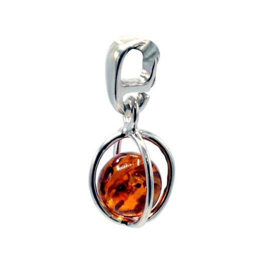 Colgante de Plata de Ley con Bola de Ámbar 1,5cm