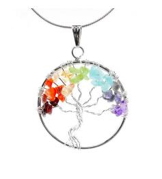 Colgante Árbol de la Vida Chakras con Baño de Plata