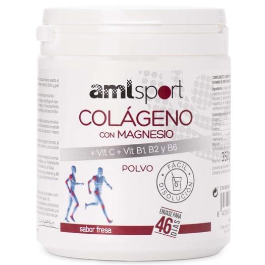 Colágeno con Magnesio  y Vit C B1 B2 B6 Sabor Fresa AMLSport Polvo 350g