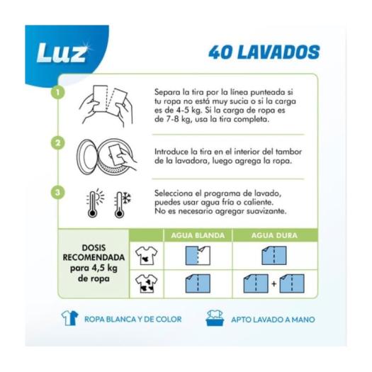 Detergente en Tiras para Ropa Luz Bio 40 lavados