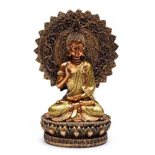 Estatua Buda de la Tranquilidad con Aura y Trono