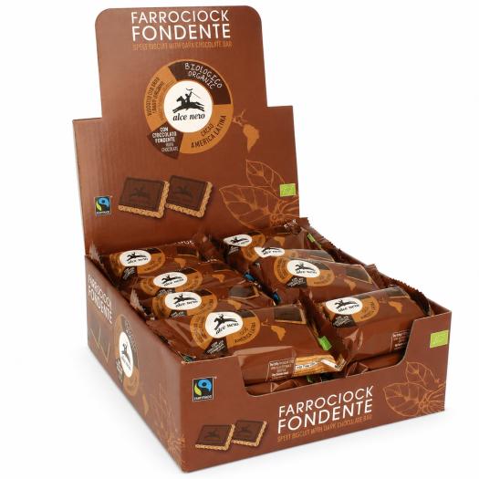 Farro Ciok Choco Negro Galleta Espelta Cubierta de Chocolate Negro Alce Nero Bio 28g