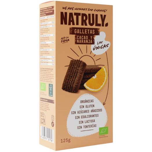 Galletas con Cacao y Naranja Natruly Bio 125g