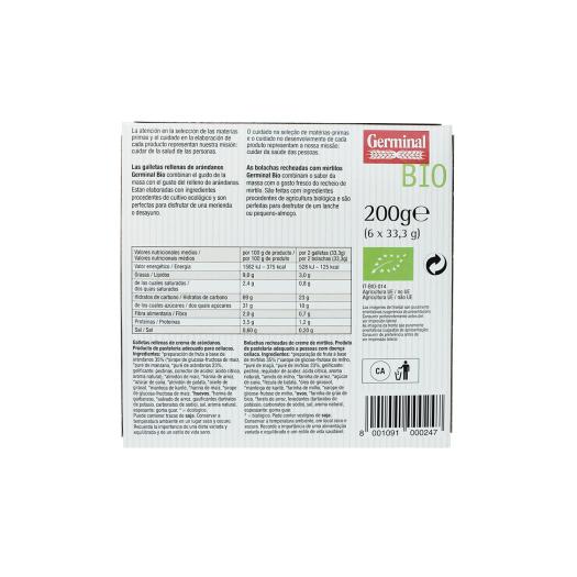 Galletas Rellenas de Arándanos Sin Gluten Germinal Bio 200g