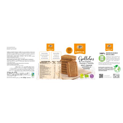Galletas Vainilla y Naranja Sin Gluten La Receta de Emilia Bio 125g