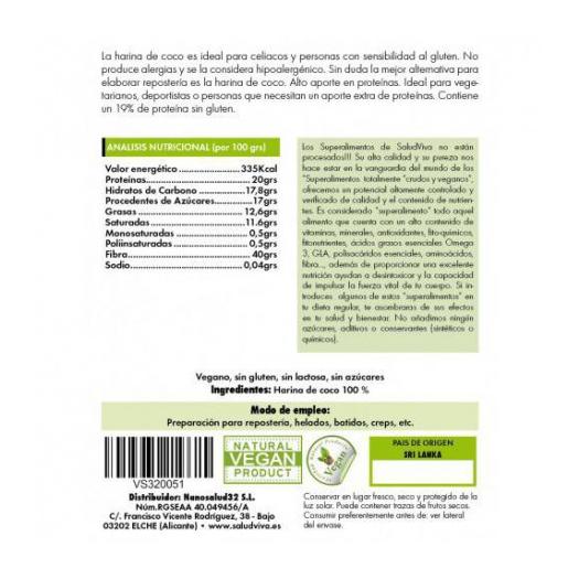 Harina de Coco Premium Salud Viva Bio 500g