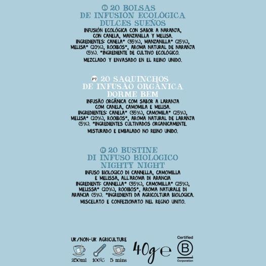 Infusión Dulces Sueños con Canela Manzanilla y Melisa Cupper Bio 20 bolsitas