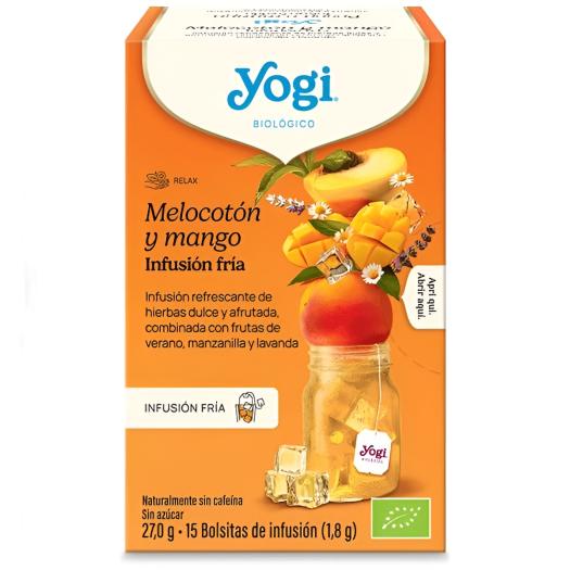 Infusión Fria Melocotón y Mango Yogi Tea Bio 15 Bolsitas 30g