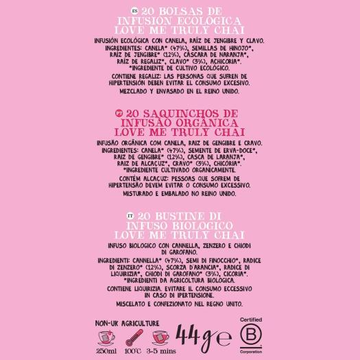 Infusión Love Me con Canela Jengibre y Clavo Cupper Bio 20 bolsitas
