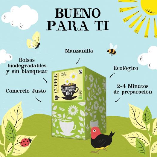 Infusión Manzanilla Cupper Bio 250 bolsitas