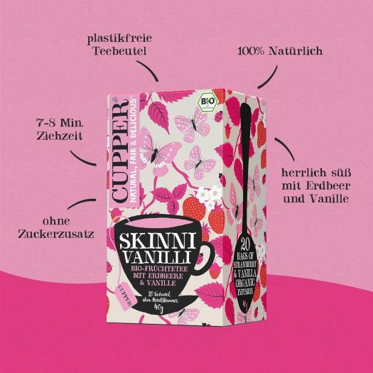 Infusión Skinni Vanilli de Fresa y Vainilla Cupper Bio 20 bolsitas
