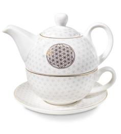 Juego de Té Taza y Tetera Flor de la Vida